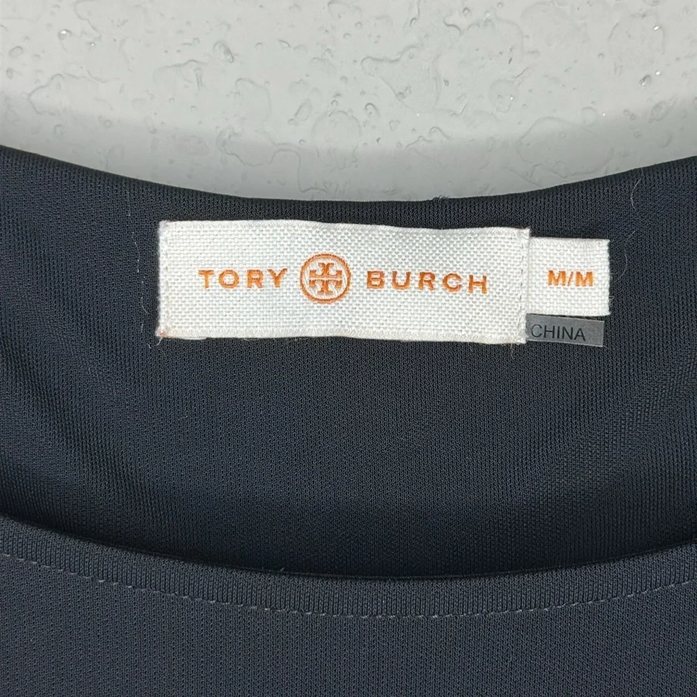 Tory Burch Foster Ruffle Hem Shift Dress Long Sleeve‎ Black Size Medium
